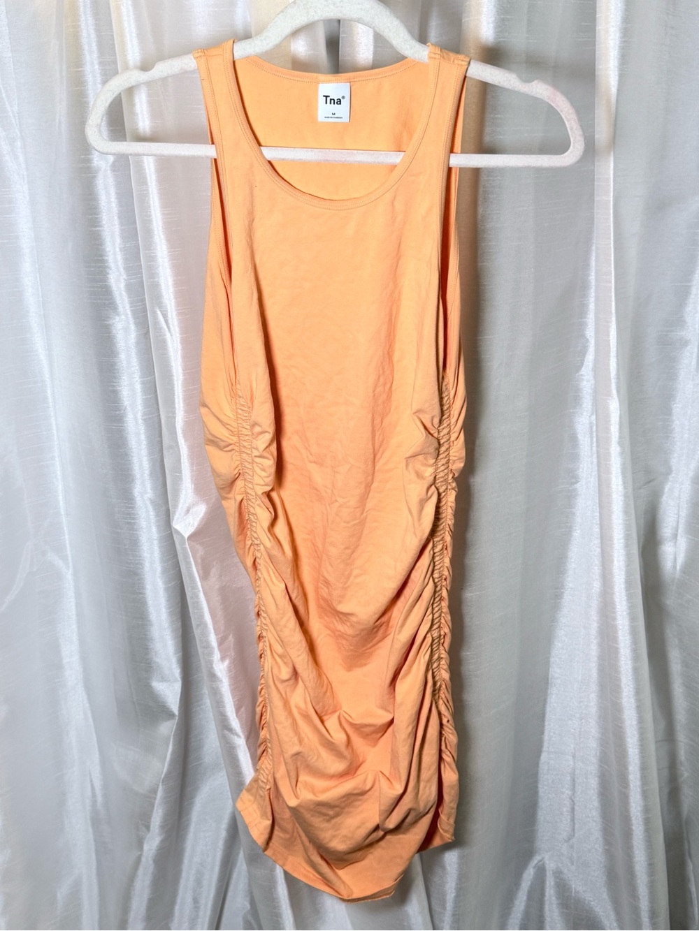 TNA Peach Ruched Tank Midi Dress